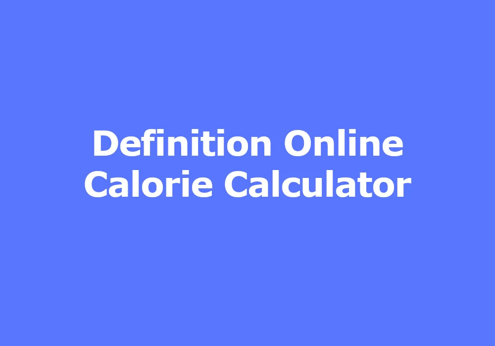 calorie calculator online
